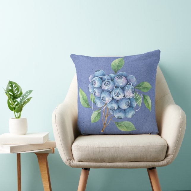 Blueberry Fruit on Blue  Cushion (Chair)