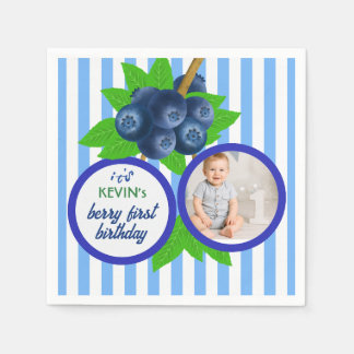 Blueberry Fruit Party Berry First Birthday Napkin