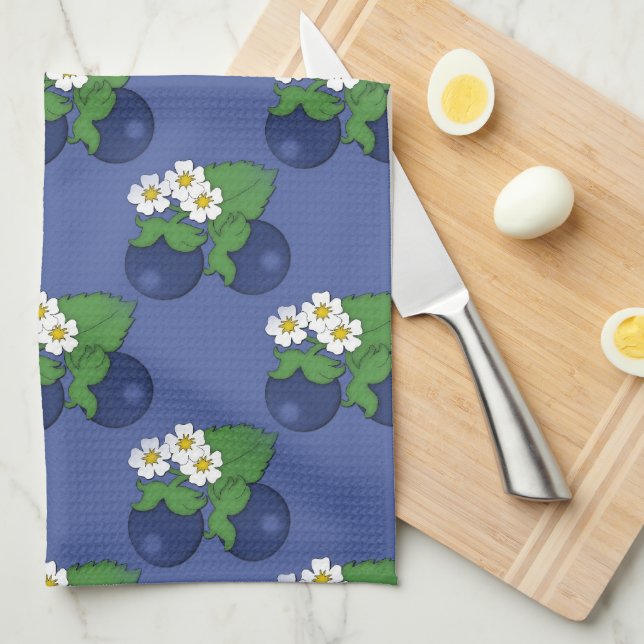Blueberry Fruit Pattern Kitchen Towel (Quarter Fold)