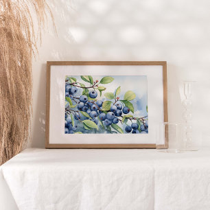 Blueberry Fruit Plant Watercolor Print