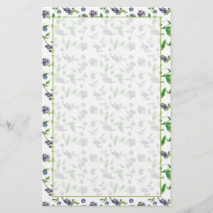 Blueberry Fruit Watercolor Illustration Stationery