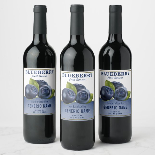 Blueberry Fruit Wine Label (Bottles)