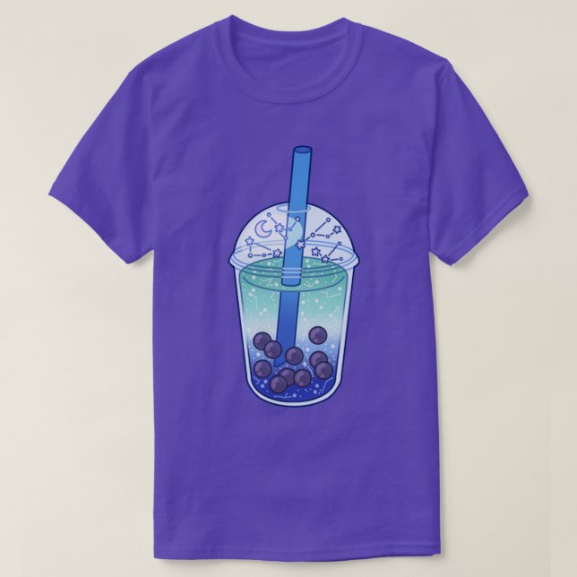 Blueberry Galaxy Boba Tea T-Shirt (Design Front)