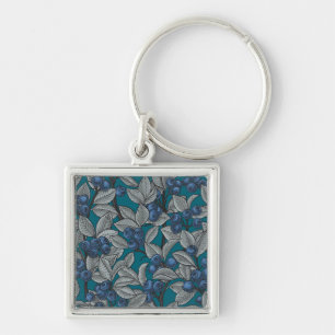 Blueberry garden, blue and gray key ring