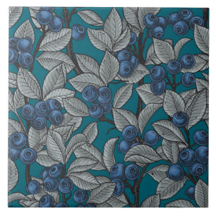 Blueberry garden, blue and grey ceramic tile