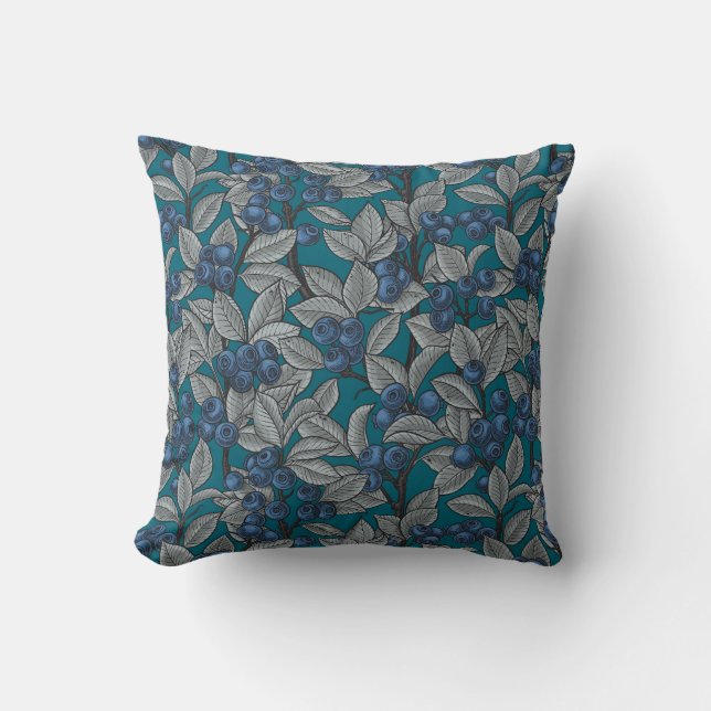 Blueberry garden, blue and grey cushion (Front)