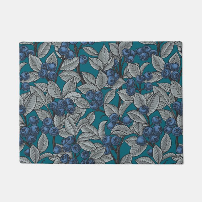 Blueberry garden, blue and grey doormat (Front)