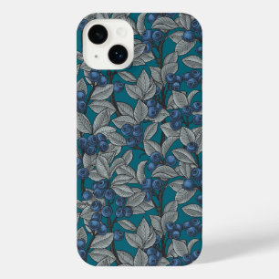Blueberry garden, blue and grey iPhone 14 plus case