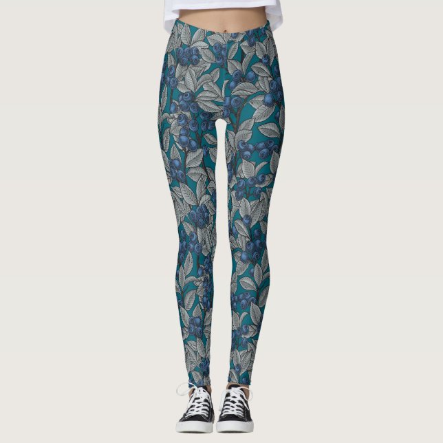 Blueberry garden, blue and grey leggings (Front)
