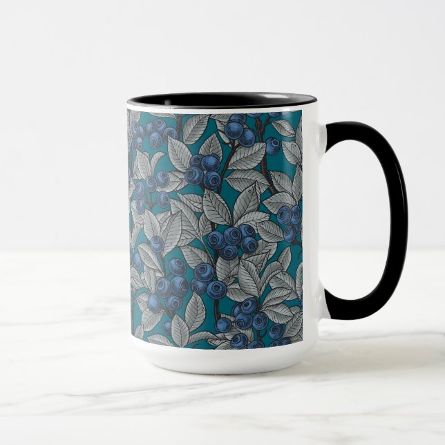 Blueberry garden, blue and grey mug (Right)