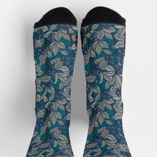 Blueberry garden, blue and grey  socks (Top)