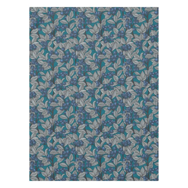 Blueberry garden, blue and grey tablecloth (Front)