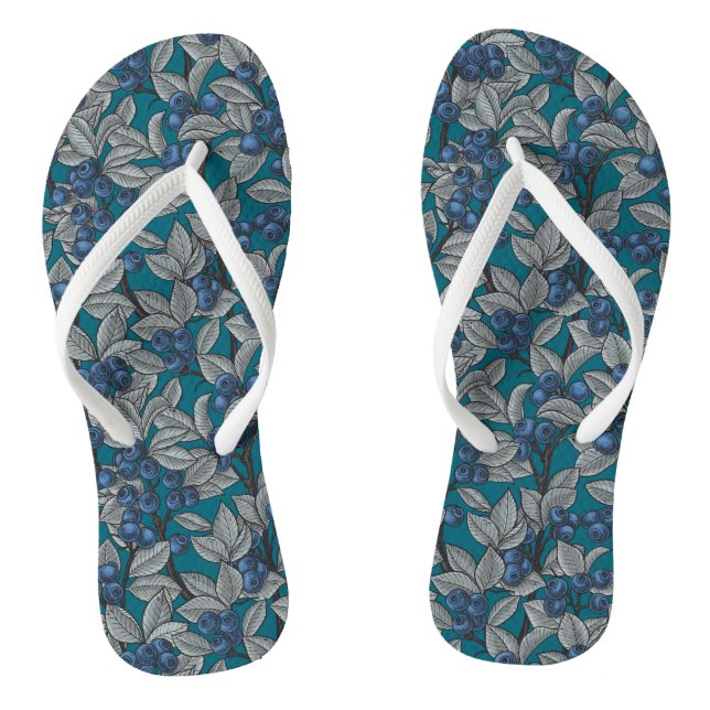 Blueberry garden, blue and grey thongs (Footbed)