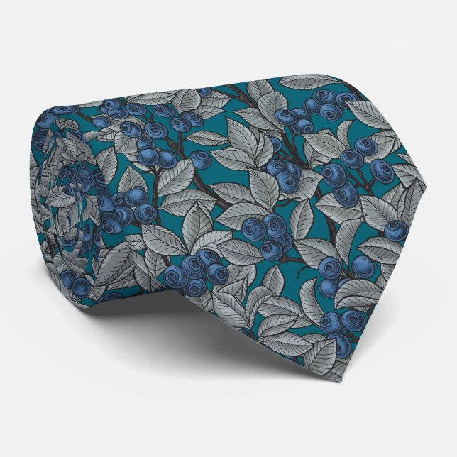 Blueberry garden, blue and grey tie (Rolled)