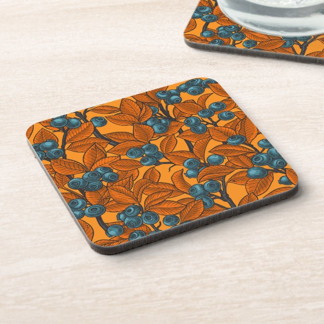 Blueberry garden, blue and orange coaster (Left Side)