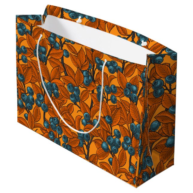 Blueberry garden, blue and orange large gift bag (Back Angled)