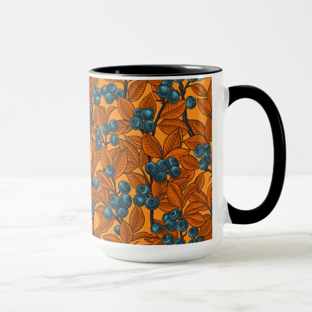 Blueberry garden, blue and orange mug (Right)