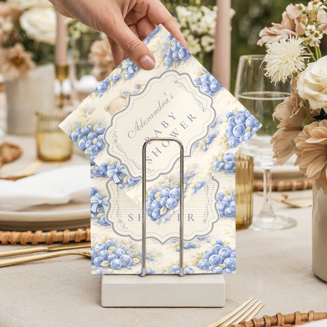 Blueberry Garden Teddy Toile Baby Shower Napkin (Creator Uploaded)
