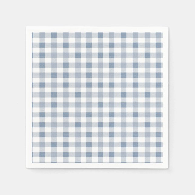 Blueberry Gingham Pattern Baby Shower  Napkin (Front)