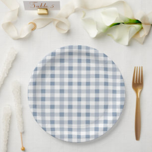 Blueberry Gingham Pattern Baby Shower  Paper Plate