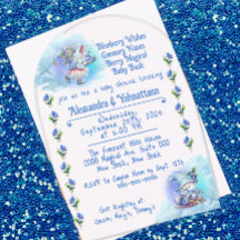 Blueberry Gnomes Baby Shower Acrylic Invitation