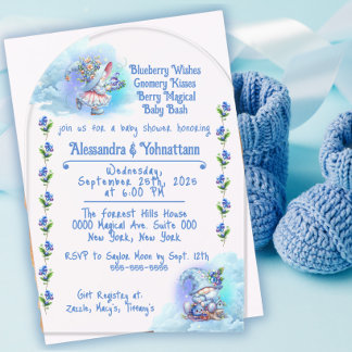 Blueberry Gnomes Baby Shower Acrylic Invitation