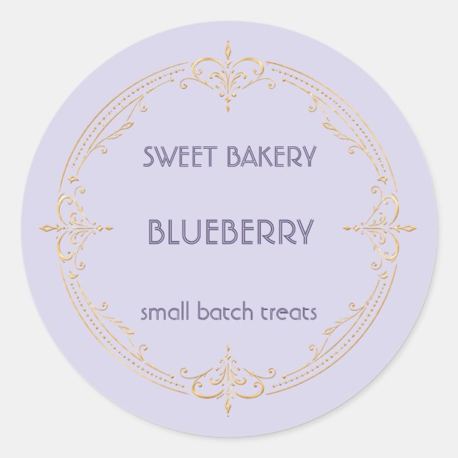 Blueberry Gold Small Business Bakery Label (Front)
