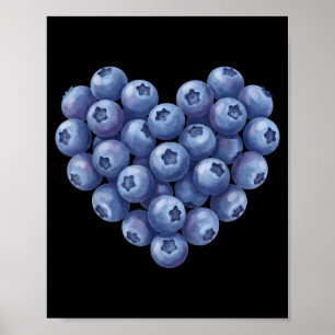 Blueberry Heart Adult Men Women Kids Blueberry Poster