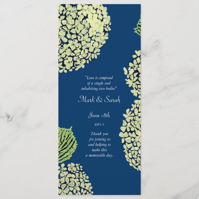 Blueberry Hydrangea Wedding Program (Front)