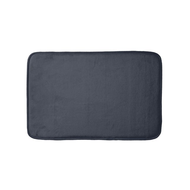 Blueberry Indigo Solid Colour Print, Blue Black Bath Mat (Front)