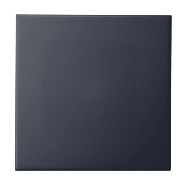 Blueberry Indigo Solid Colour Print, Blue Black Ceramic Tile (Front)