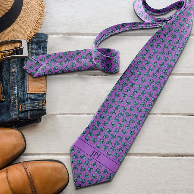 Blueberry Initial Vibrant Bold Modern Gift for Him Tie (Creator Uploaded)