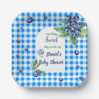 Blueberry Invitation to Baby Shower Paper Plate