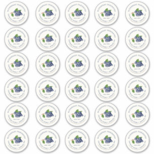 Blueberry Jam 2" Mason Jar Standard Lid Label