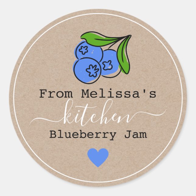 Blueberry Jam Homemade From The Kitchen Of Kraft   Classic Round Sticker (Front)