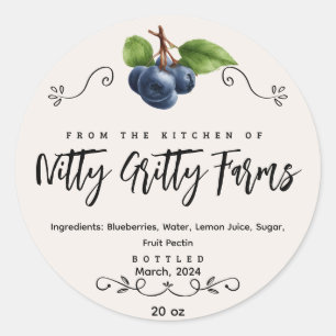 Blueberry Jam Jelly preserve Custom Canning Label