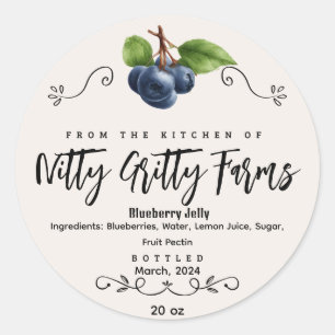 Blueberry Jam Jelly preserve Custom Canning Label