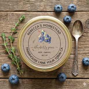 Blueberry Jam Kraft Paper Canning Jar Labels