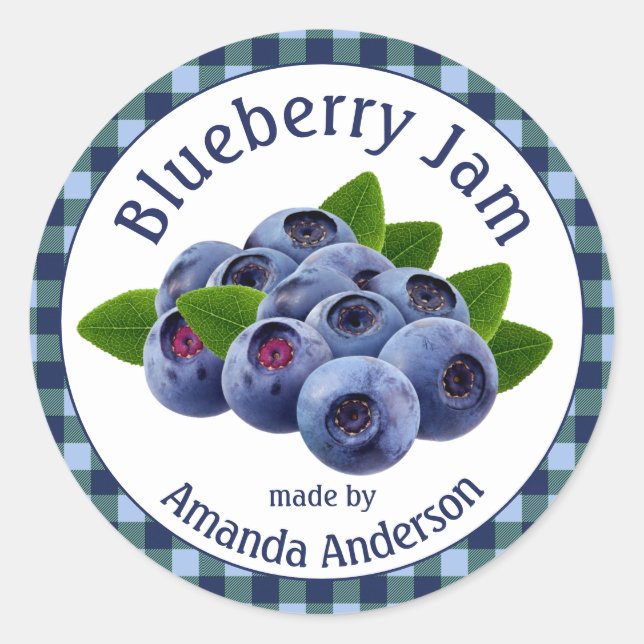 Blueberry Jam Plaid 1.5" Circle Food Label (Front)