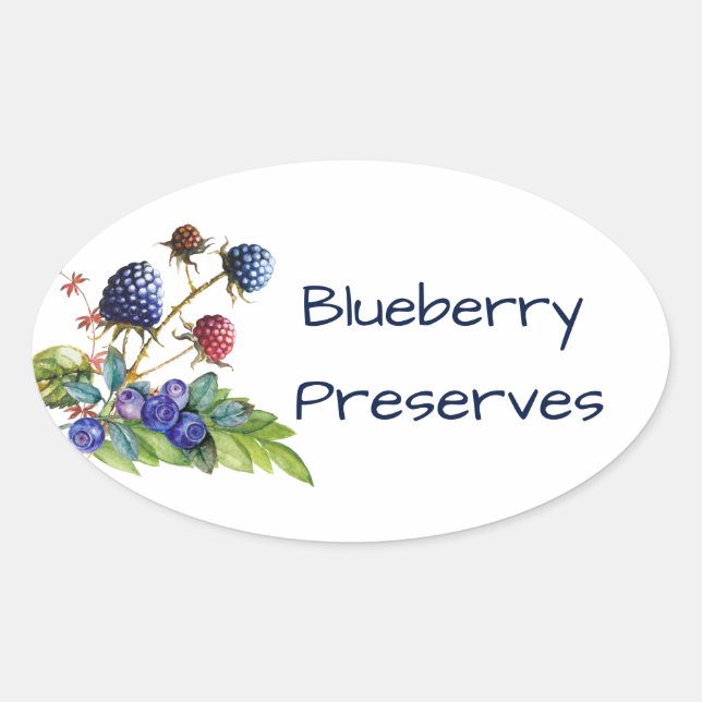 Blueberry Jam Preserves Canning Label (Front)
