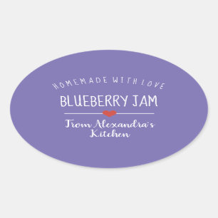 Blueberry jam purple homemade with love oval sticker