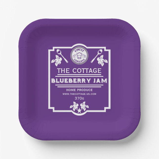 Blueberry Jam Seller Paper Plate (Front)