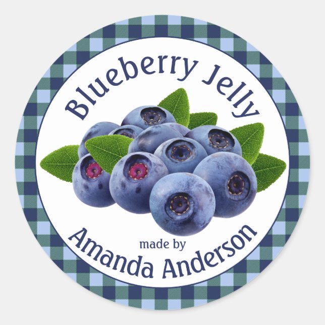 Blueberry Jelly Plaid 3" Circle Food Label (Front)