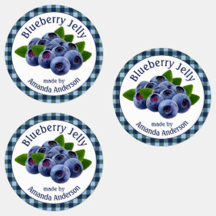 Blueberry Jelly Plaid Circle Food Label