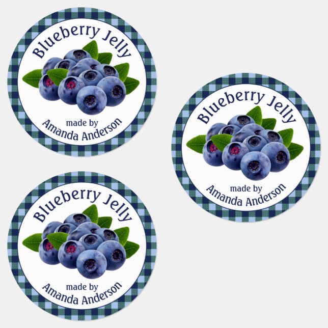 Blueberry Jelly Plaid Circle Food Label (Group)