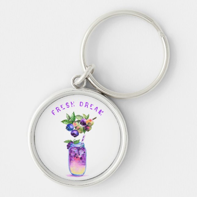 Blueberry Juice Cool Drink Fruits Keychain (Front)