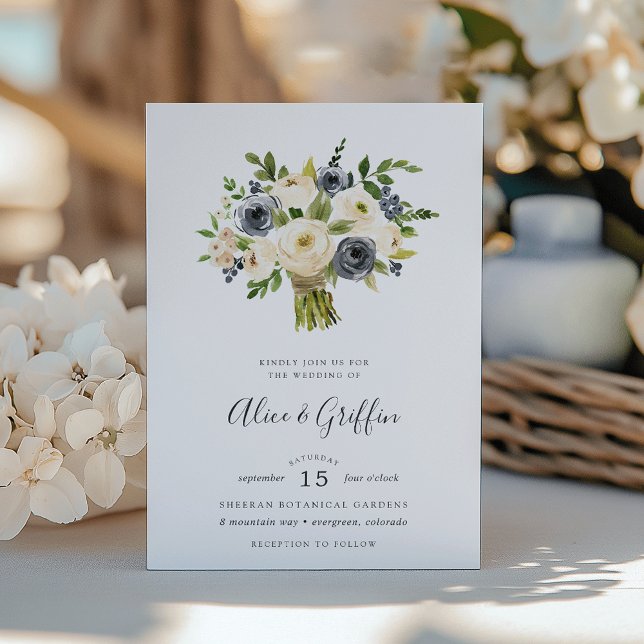 Blueberry Lane Bouquet Wedding Invitation (Creator Uploaded)