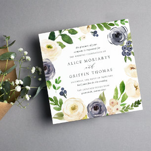 Blueberry Lane Square Wedding Invitation