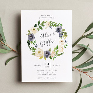 Blueberry Lane Wreath Wedding Invitation