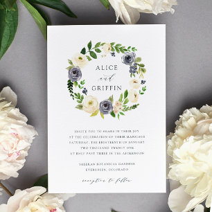 Blueberry Lane Wreath Wedding Invitation